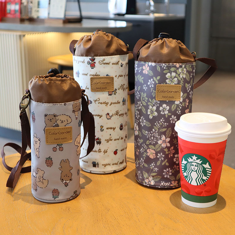 韩国防水耐磨斜跨水杯袋印花便携杯套保温杯学生防摔加厚水壶包,餐饮具,杯套,淘宝优惠券,粉丝福利购,淘宝优惠卷