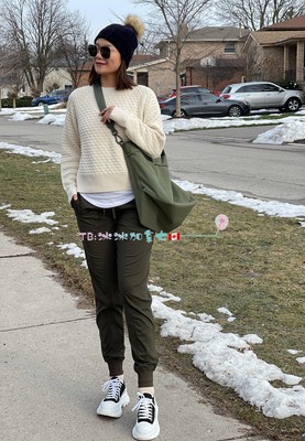 冰冰精选加拿大露露Texture Play Crew Sweater休闲时尚蝙蝠毛衣