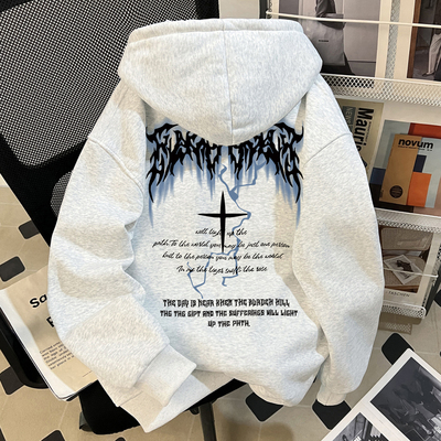 mardi mina美式高街复古连帽卫衣男女秋冬加绒加厚重磅纯棉慵懒风