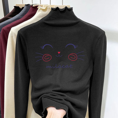 女童半高领加厚德绒打底衫2025新款秋冬童装大童加绒内搭儿童上衣