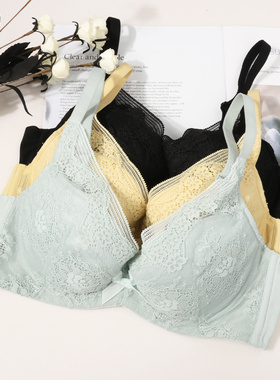 梧桐本色内衣轻茶系列小胸聚拢夹棉杯性感蕾丝软钢圈文胸WN21201