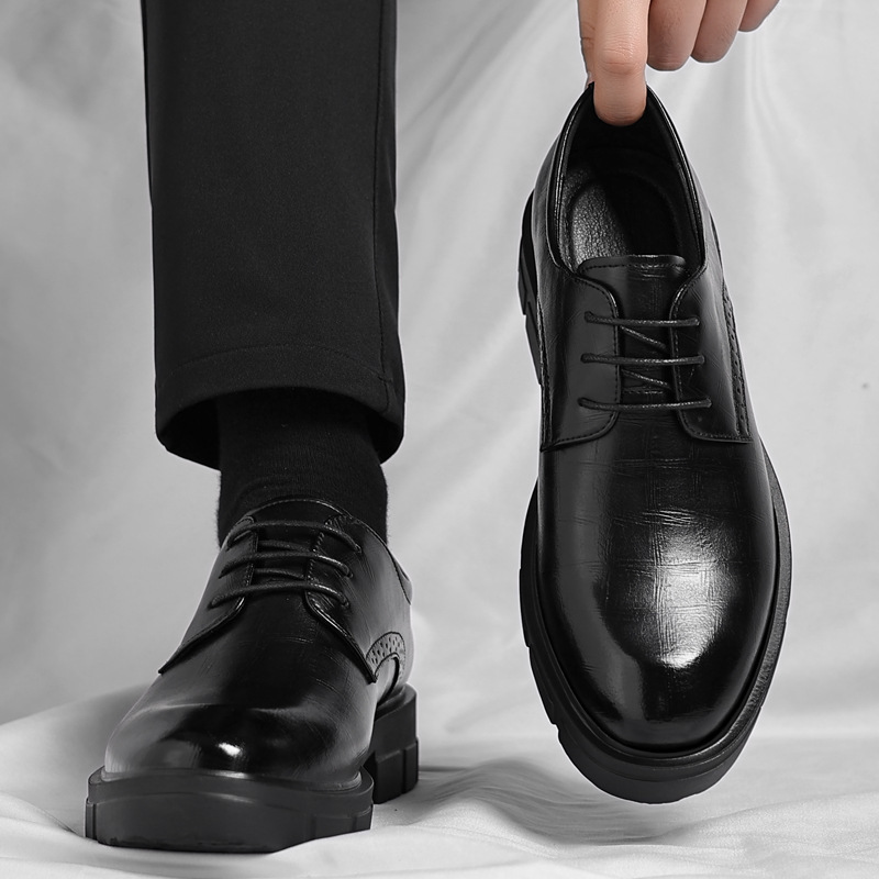 商务正装皮鞋加绒上班鞋内增高8CM男皮鞋增高鞋10CM男鞋冬季