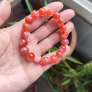 天然绯红玛瑙手串9.5毫米女款珠宝手链
