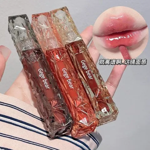 晶透镜面不沾杯唇釉口红滋润小熊显白水光素颜Gegebear钻石戈戈