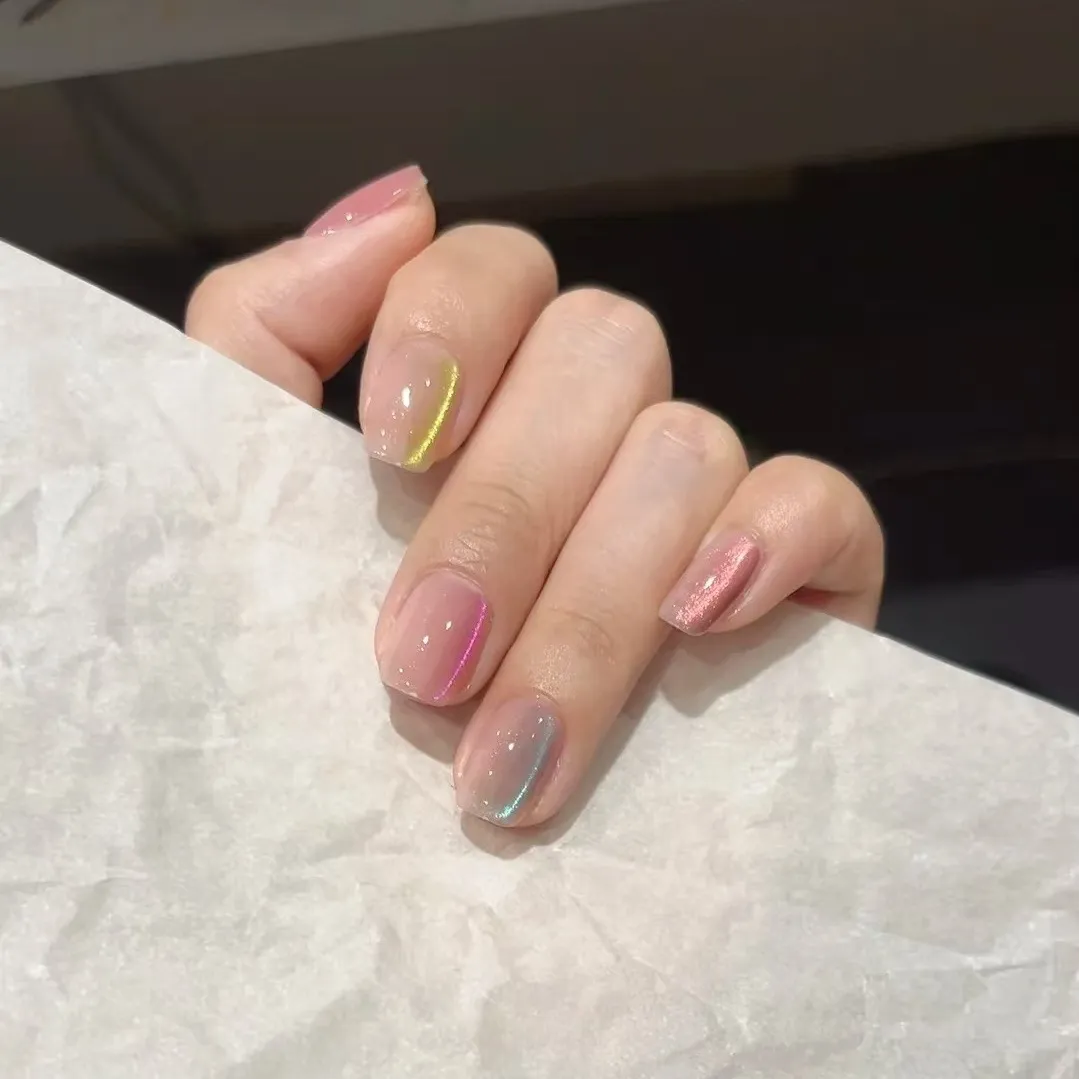 手工穿戴甲春夏多巴胺猫眼简约日常纯欲甜美高级感显白美甲成品贴
