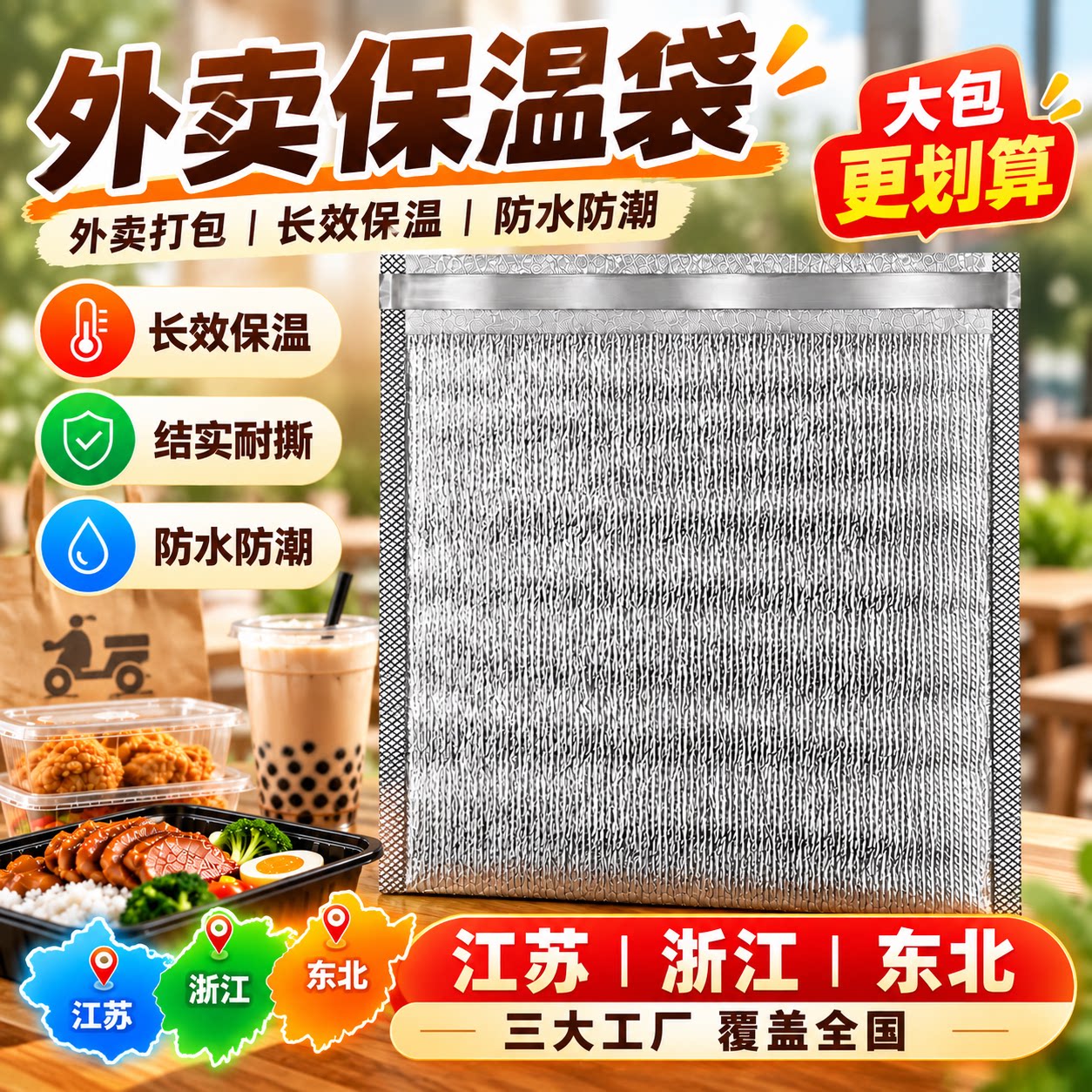 外卖铝箔加厚保温袋保温锡纸袋