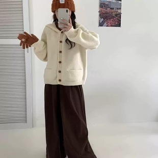外套870 韩系连帽慵懒风口袋宽松针织开衫 小四粉丝专享