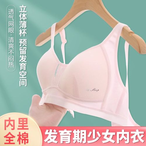 14-16-18岁薄杯初中生学生内衣青春发育期大女童少女文胸固定胸垫