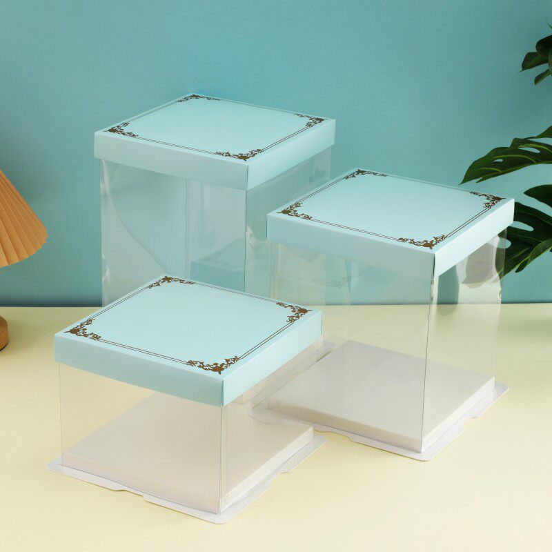 飞鸿蛋糕盒子6 8 10 12寸一次性加高全透明打包盒双层生日包装盒