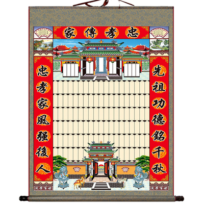 过年过节供奉老祖宗祖先家谱挂画