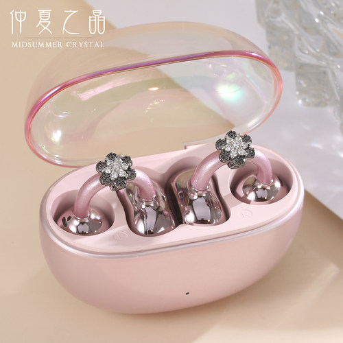 仲夏之晶锆石花朵耳夹耳机钻扣