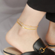 转运珠脚链女2025新款 潮轻奢高级感小众双层蛇骨链足链性感脚裸链
