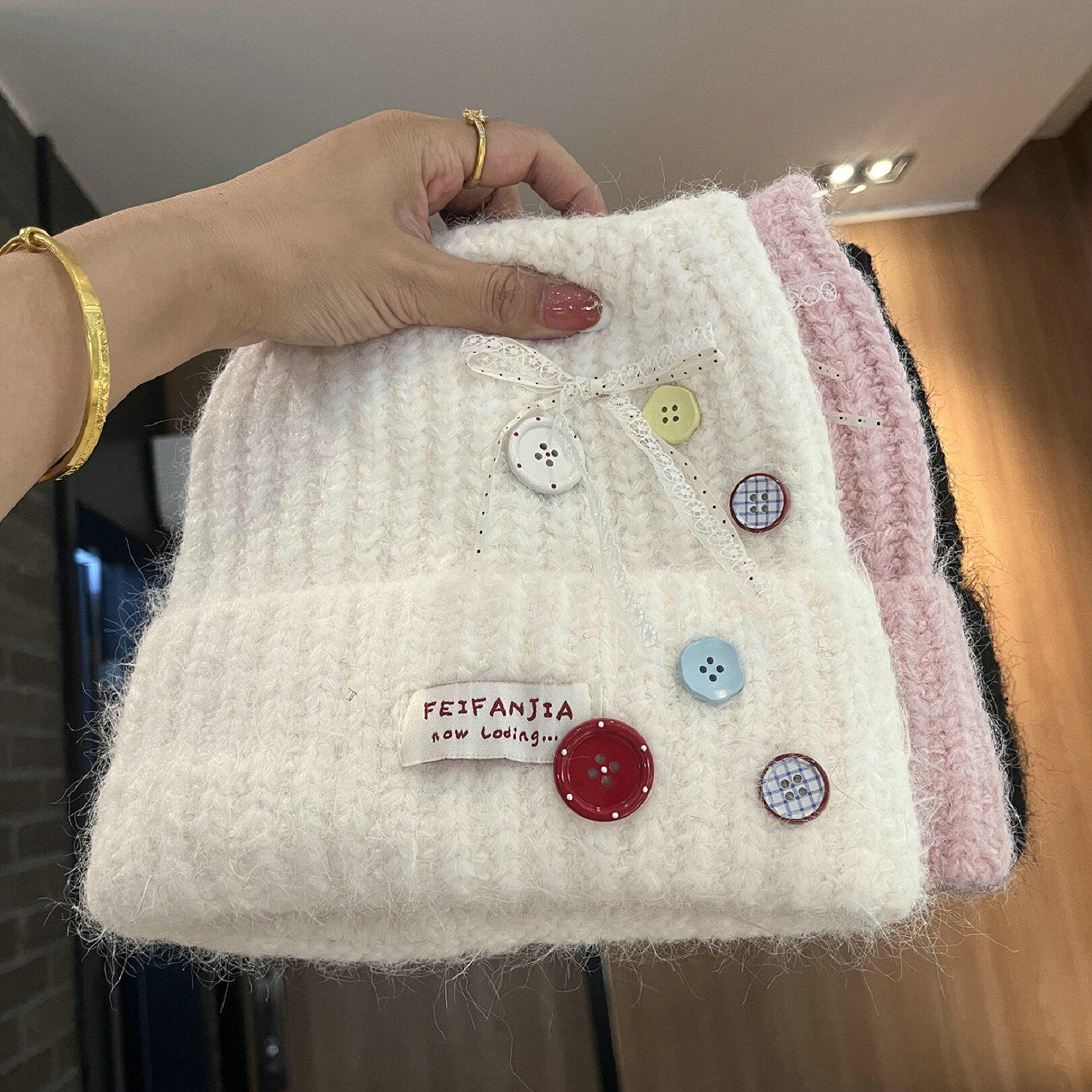 冬季加厚保暖护耳针织帽女款
