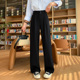 宽松直筒垂感拖地裤 松紧抖抖阔腿裤 子女春秋新款 小个子梨型身材裤