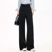 女职场通勤黑色长裤 小个子高级感西装 面料高腰直筒宽松垂感阔腿裤