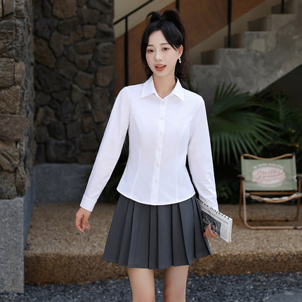 missy美熙白衬衫女2025春秋新款高级感收腰修身职业气质长袖衬衣