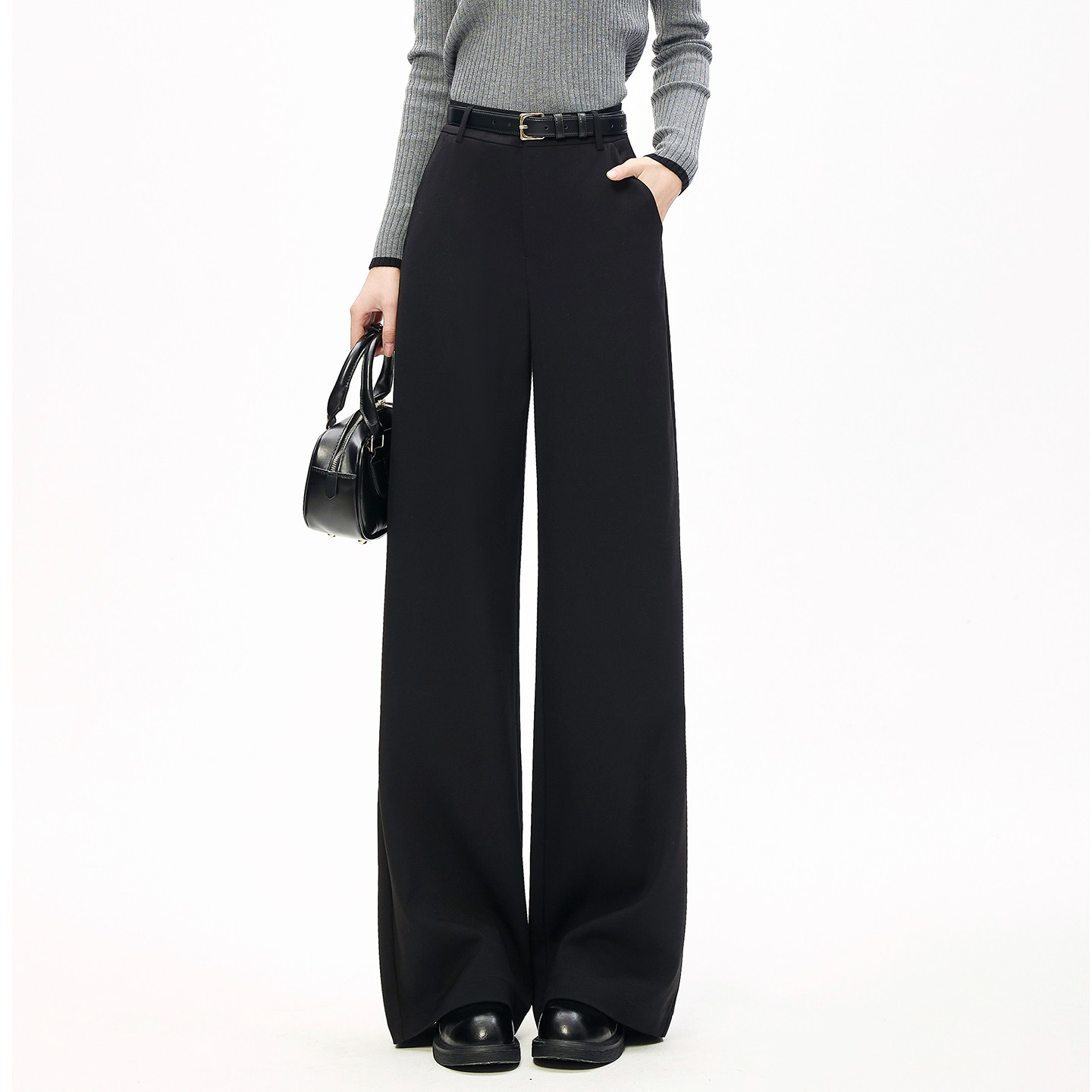 黑色小个子TR西装面料适合腿粗胯宽屁股大梨型身材宽松阔腿裤女,女装/女士精品,西装裤/正装裤,淘宝优惠券,粉丝福利购,淘宝优惠卷