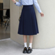 a字百褶垂感显瘦高腰职业工作中长款 藏蓝色西装 半身裙女2025新款
