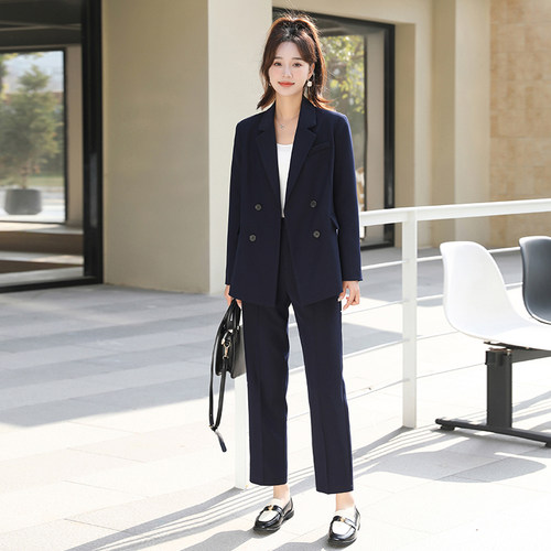 高级感九分裤小个子长袖西装套装