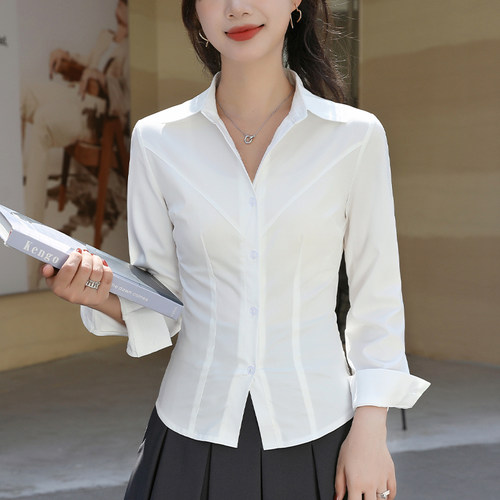小个子短款收腰白衬衫女