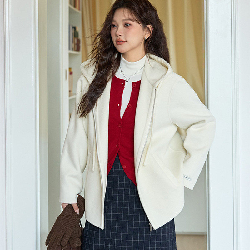 羊毛双面呢大衣女大码胖mm显瘦宽松高级感休闲小个子呢子外套冬装