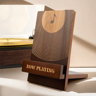 elvon伊文 易装可折叠黑胶唱片木烧色展示架单张唱片支架陈列架