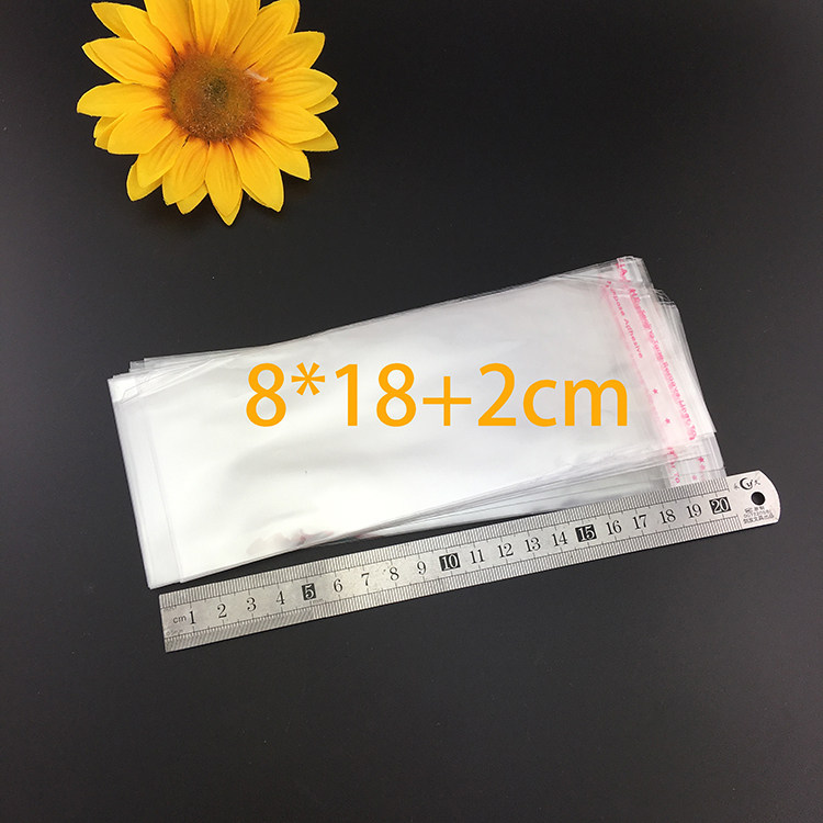 opp自黏袋 100个自粘袋 8*18+2 双面7丝 透明包装袋 瘦长款