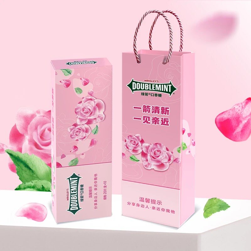 新品4盒绿箭烟盒装口香糖玫瑰花瓣清新口气礼品装方便携带休闲糖