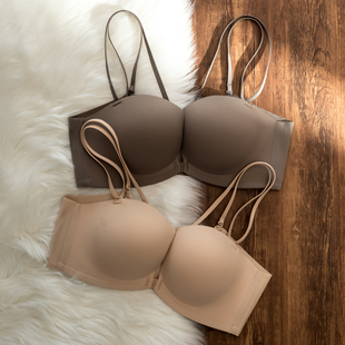 法国趣安芬文胸美背前扣无痕无钢圈光面内衣女小胸聚拢不空杯夏季