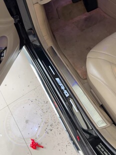 适用2014-2021款奔驰S级W222门槛条不锈钢外置迎宾踏板LED灯