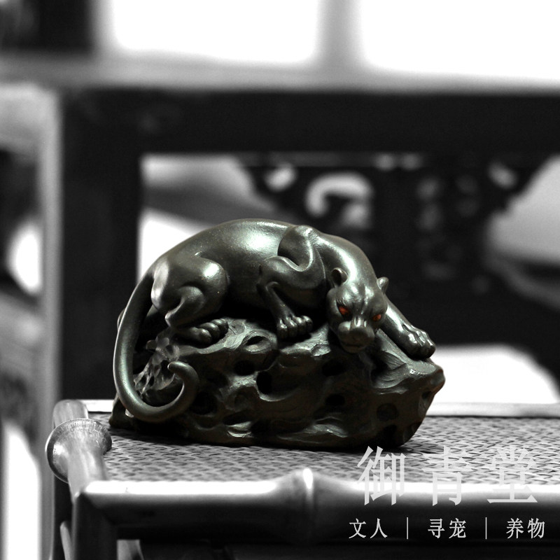 御青堂 宜兴紫砂 陈洪军紫砂全手工茶宠摆件茶玩雕塑 觅财貔貅