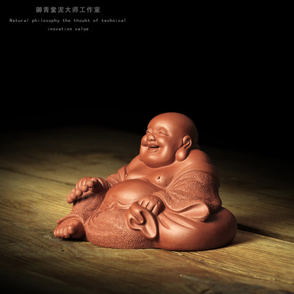 御青堂 宜兴紫砂 高顺忠紫砂全手工茶宠摆件 布袋佛 大肚弥勒佛
