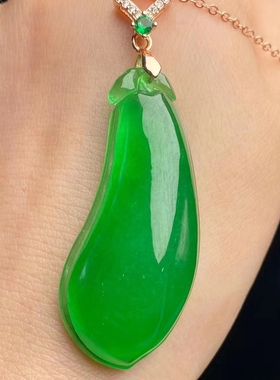 珠宝玉石果冻麦苗绿色冰透水润翡翠玉福瓜玉挂件吊坠玉坠福禄双全