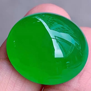特价 鸽子蛋玻璃种满绿翡翠正装 圆形戒面辣绿帝王绿超大蛋面珍藏版