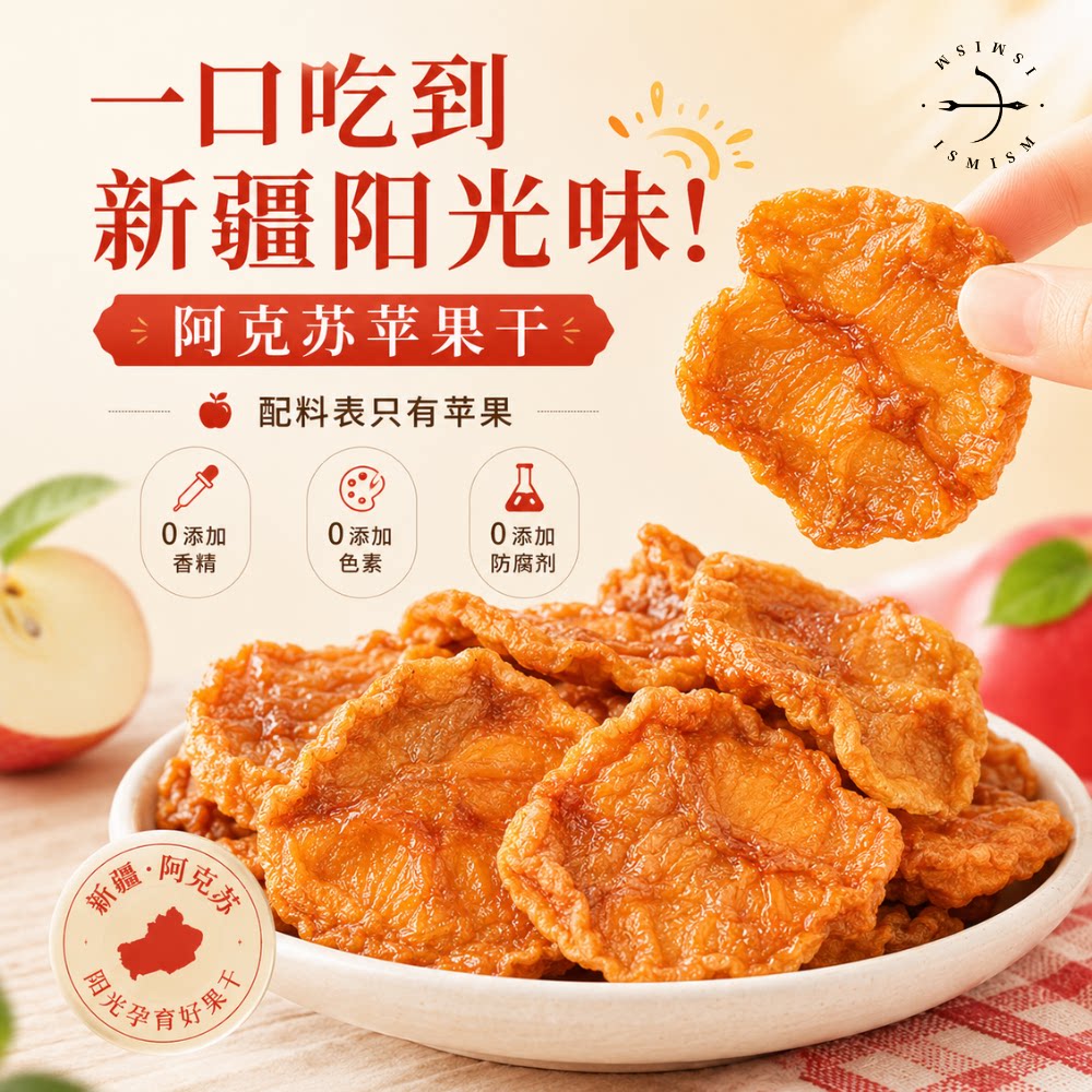 以太假说严选新疆阿克苏苹果干独立包装0添加苹果干零食