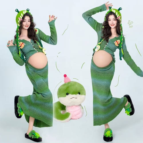2025年影楼新款孕妇拍照主题慵懒氛围感毛衣大肚孕妈咪写真摄影服
