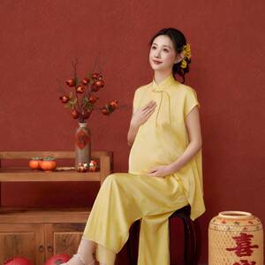 孕妇写真拍照衣服古风复古旗袍裙