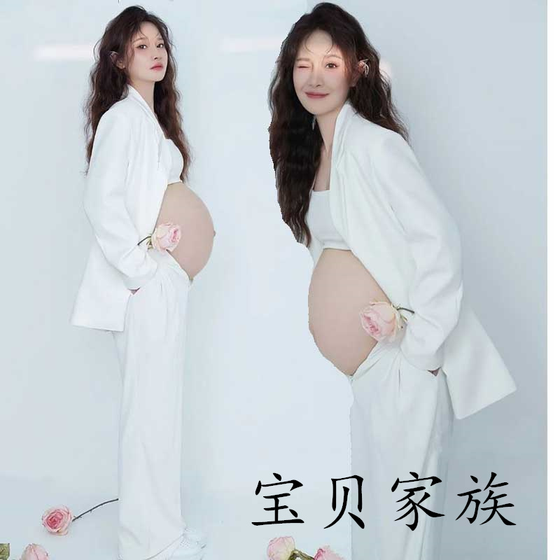 孕妈个性时尚简约白西装