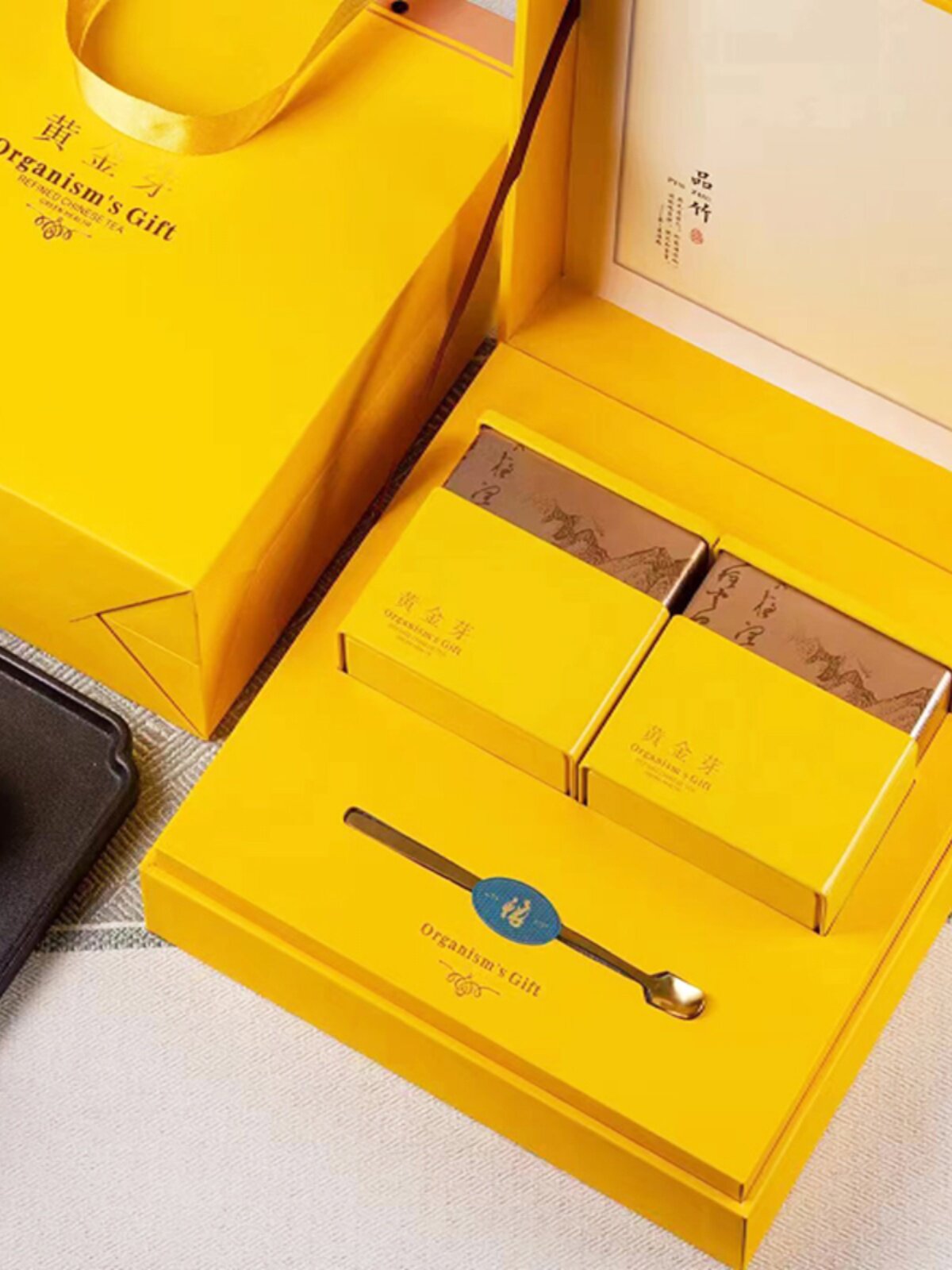 新款250g黄金芽包装盒空礼盒高档茶叶盒方罐铁罐礼品盒送内袋包邮