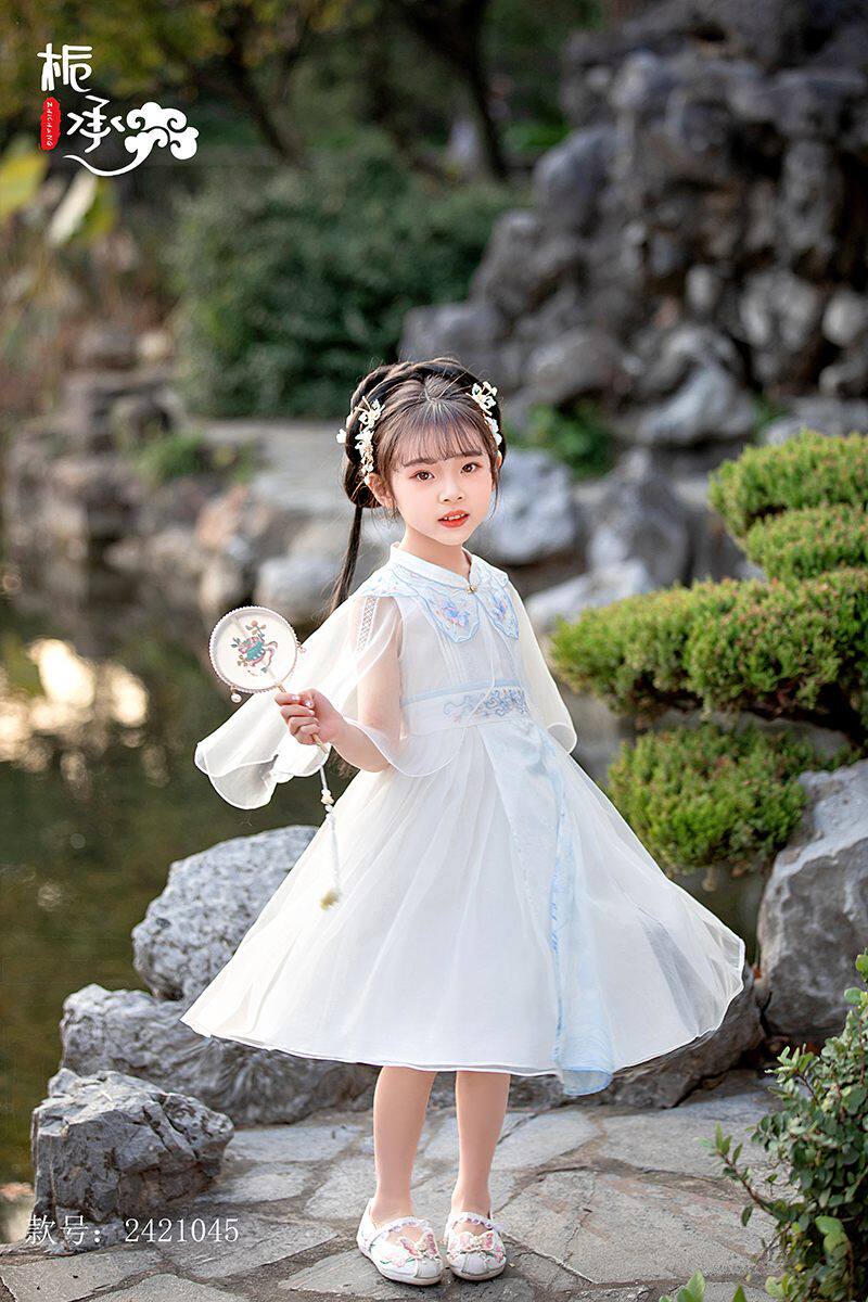 2024女童夏装连衣裙汉服中大童女童中国风古装超仙高端汉服