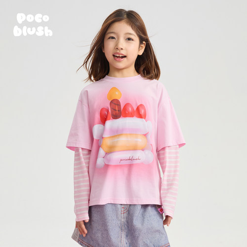 【气球蛋糕】假两件印花T恤女童