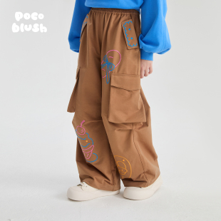 柔软 女童印花休闲裤 面包 2026新款 子 刺绣针织长裤 pocoblush