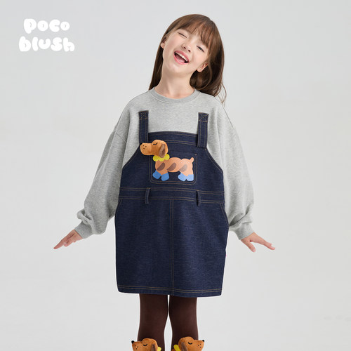 【面包小狗】牛仔卫衣衫女童秋冬
