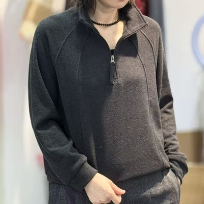 雅姿赏色珊瑚花女装上衣2026年秋冬新款长袖大码t恤卫衣外套28008