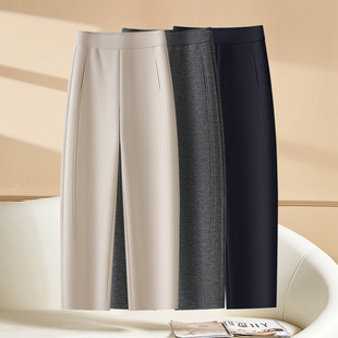 株洲和顺圣服饰桑蚕丝直筒羊毛裤女2025秋冬新款加厚羊毛呢弯刀裤