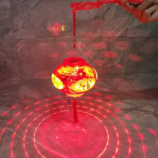 马新年手提发光小灯笼儿童手提玩具水晶投影春节元宵灯笼装饰花灯