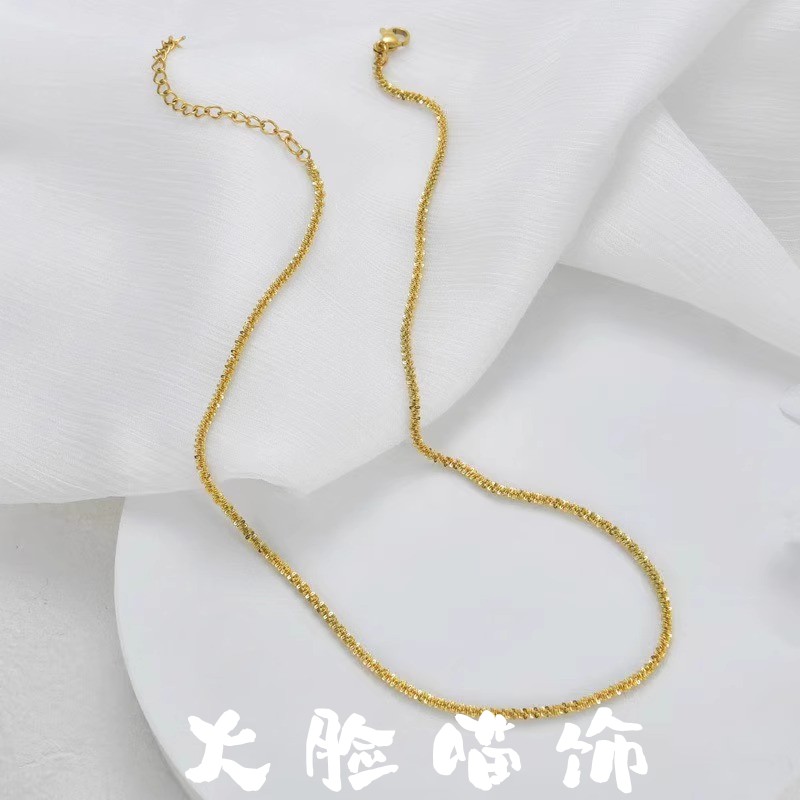 碎金子波光粼粼项链女钛钢包金不项链