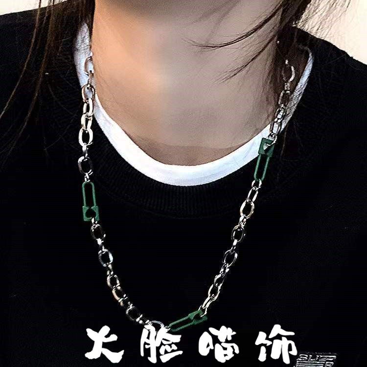 绿色别针项链女男潮年新款ins项链