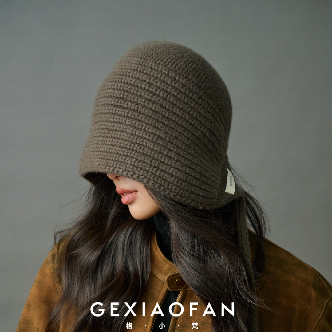 格小梵 · 100%WOOL韩版针织毛线帽渔夫帽护耳百搭秋冬季时尚盆帽