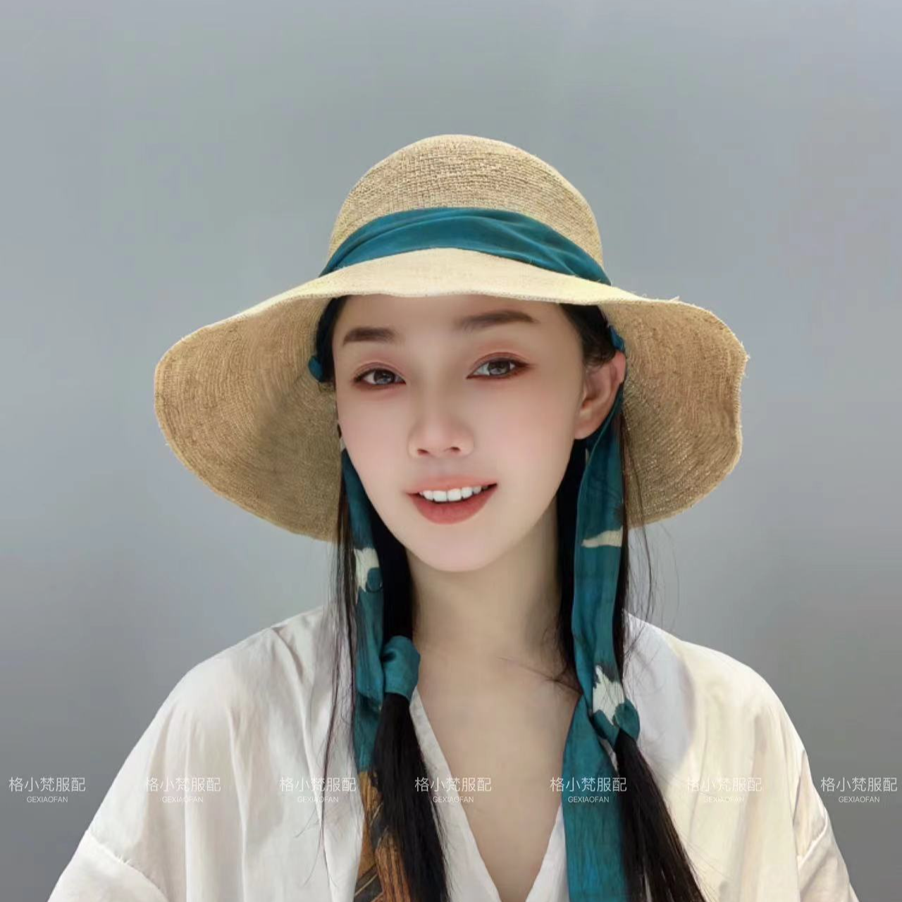 特细出游拉菲草帽女夏季